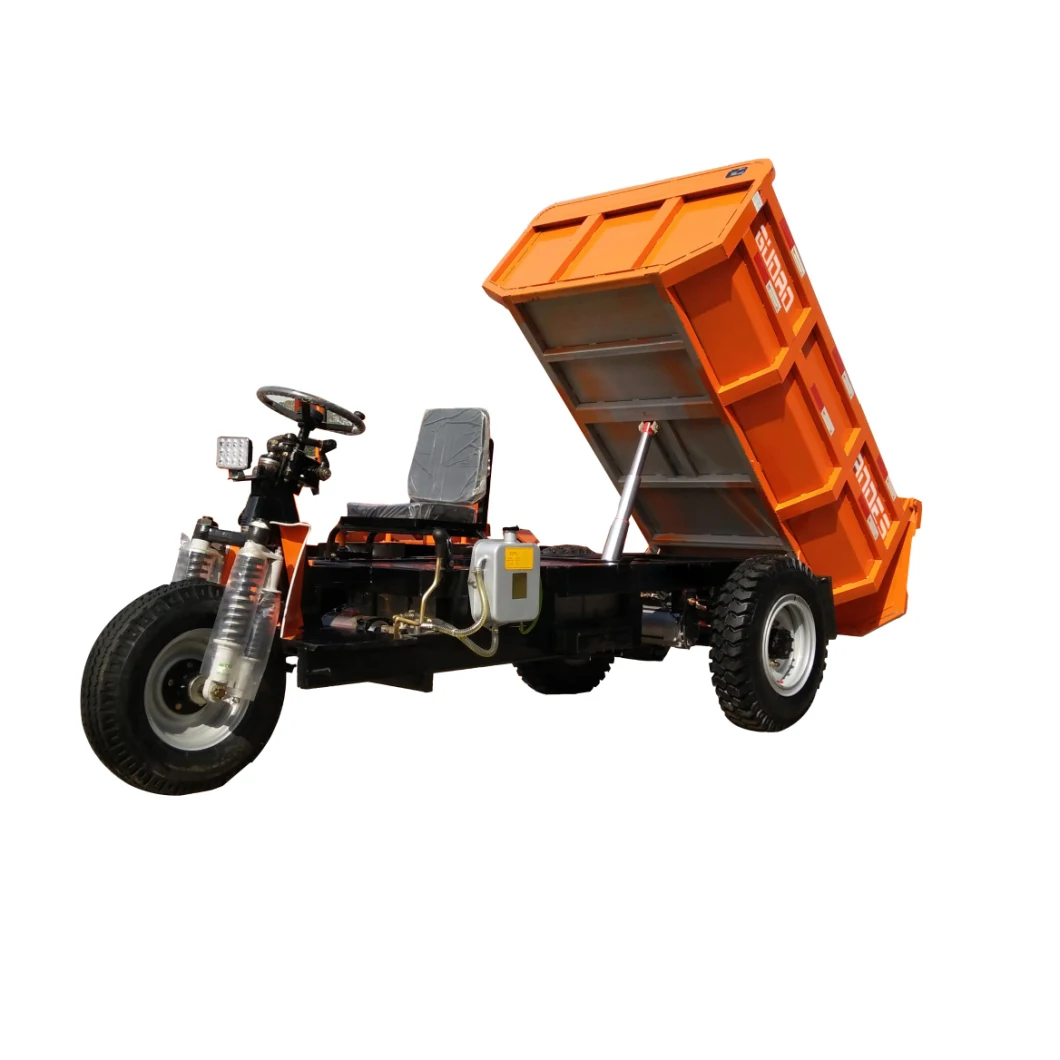 3 Kw 7 Kw Motor 1 Ton 2 Ton 3 Ton Hydraulic Three Wheel Electric Dump Mini Truck Cargo Tricycle 48V 60V 72V Batteries