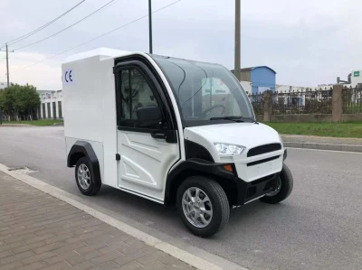 Small EV Two-Seater Van, Electric Mini Car with a Large Back Cargo for Express Delivery, for Transportation