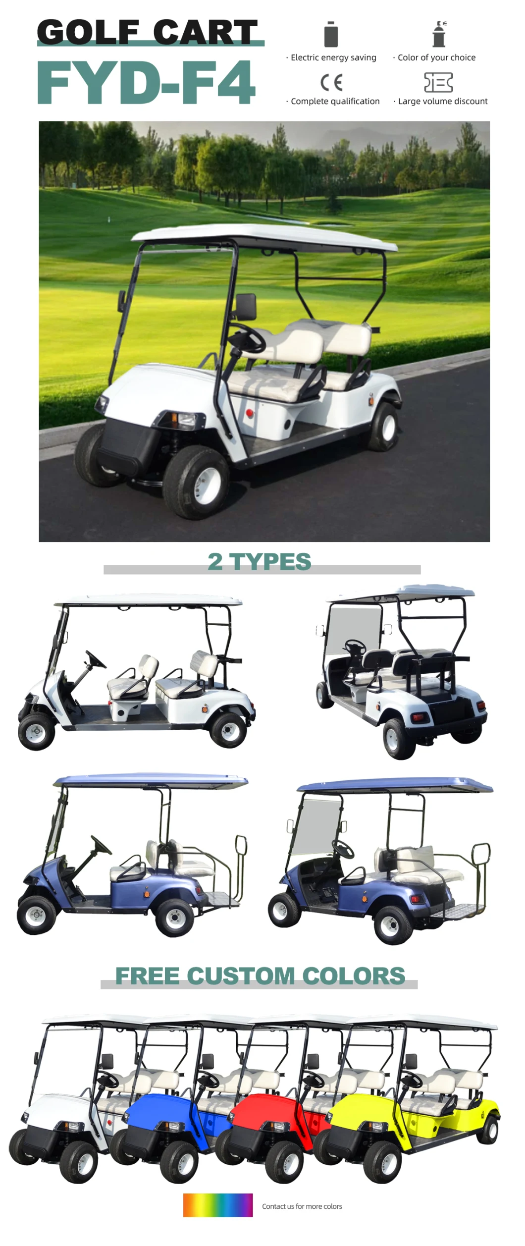 Wholesale 4 Seat 4 2 Person Seater Mini Tour Club Car Bus Sport Buggy Mobility Scooter Electric Vehicle Electric Golf Cart Price for Sale with Lithium Battery