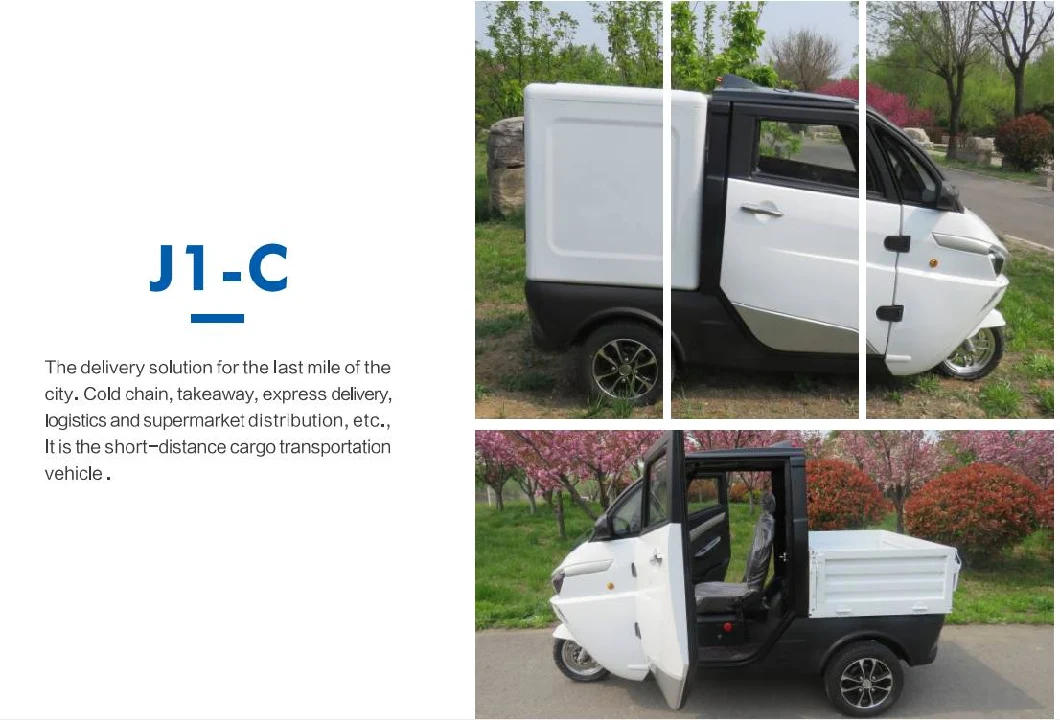 EEC Approved Lithium Battery Electric Delivery Three Wheel Truck Moped Cargo Vehicle with Closed Cabin for Fast Food Delivery